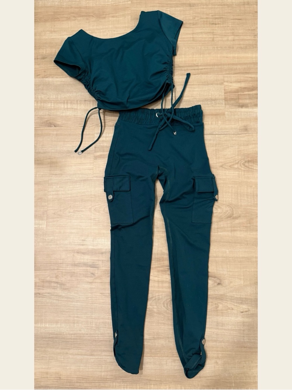 Bombshell Sportswear Teal Cropped Top & Cargo Joggers Set! Cross listed!
